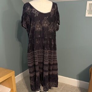 Johnny Was embroidered short sleeve tiered dress